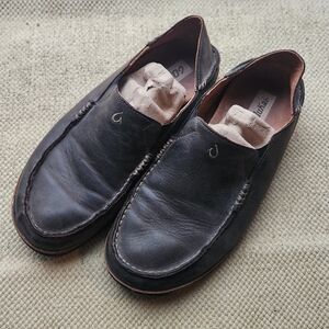 OluKai Shoes Mens 10.5 Brown Leather Moloa Slip On Loafer Moc Toe Casual Comfort